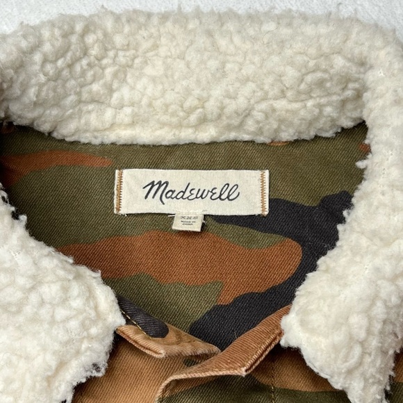 Madewell Northward Cropped Army Jacket in Cottontail Camo Sherpa Ed Brown XXS - Picture 6 of 17